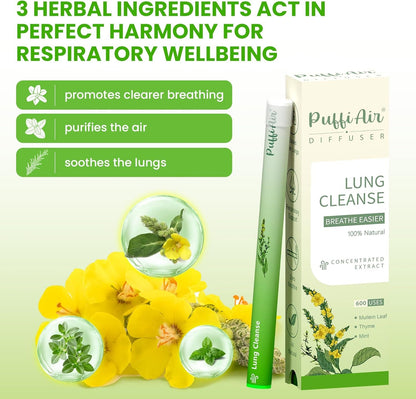 Herbal Diffuser Pen, Detox Diffuser with Mullein, Thyme & Mint for Better Breathing, All Natural Swap - up to 600 Uses (Varies by Usage), 2 Diffusers, 1 Pack