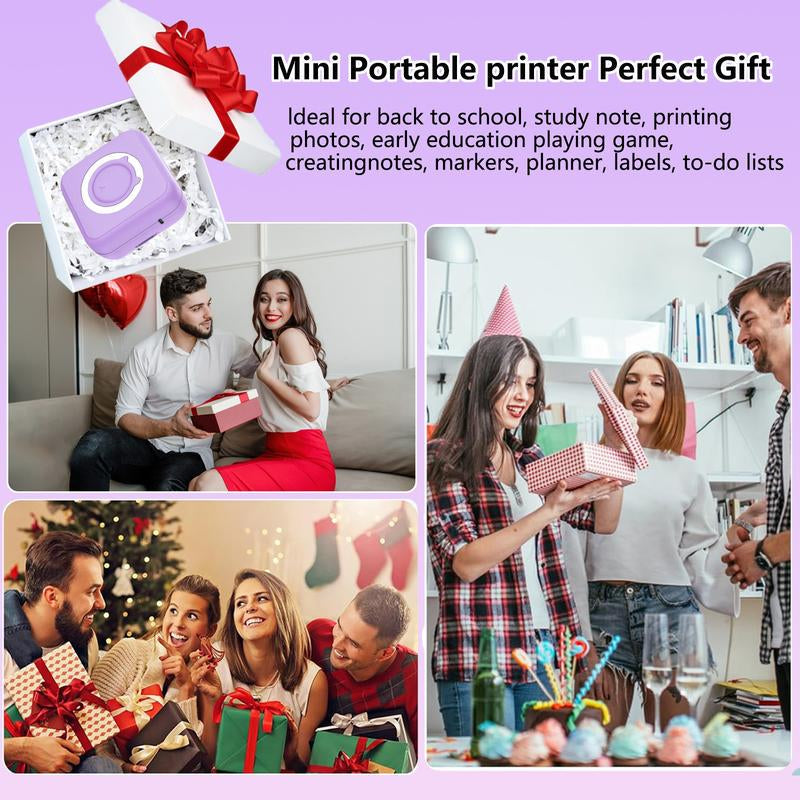 Mini Sticker Printer, Mini Label Printer Portable Inkless Thermal Printer, Free Cut Small Pocket Printer for DIY Scrapbook, Travel, Notes,Photos, Pictures, Label, Memo, Compatible with Ios&Android, Thermal Label Maker