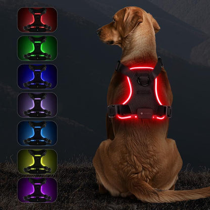 Illuminate Your Dog's Adventures: Rechargeable LED Harness for All Sizes - Breathable, Adjustable, Waterproof & Easy to Use! Perfect for Walking & Training!