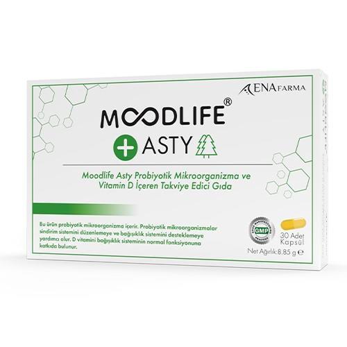 Moodlife Asty Probiotic Vitamin D 30 Capsules - Probiotic Supplement with Vitamin D for Digestive Health Support