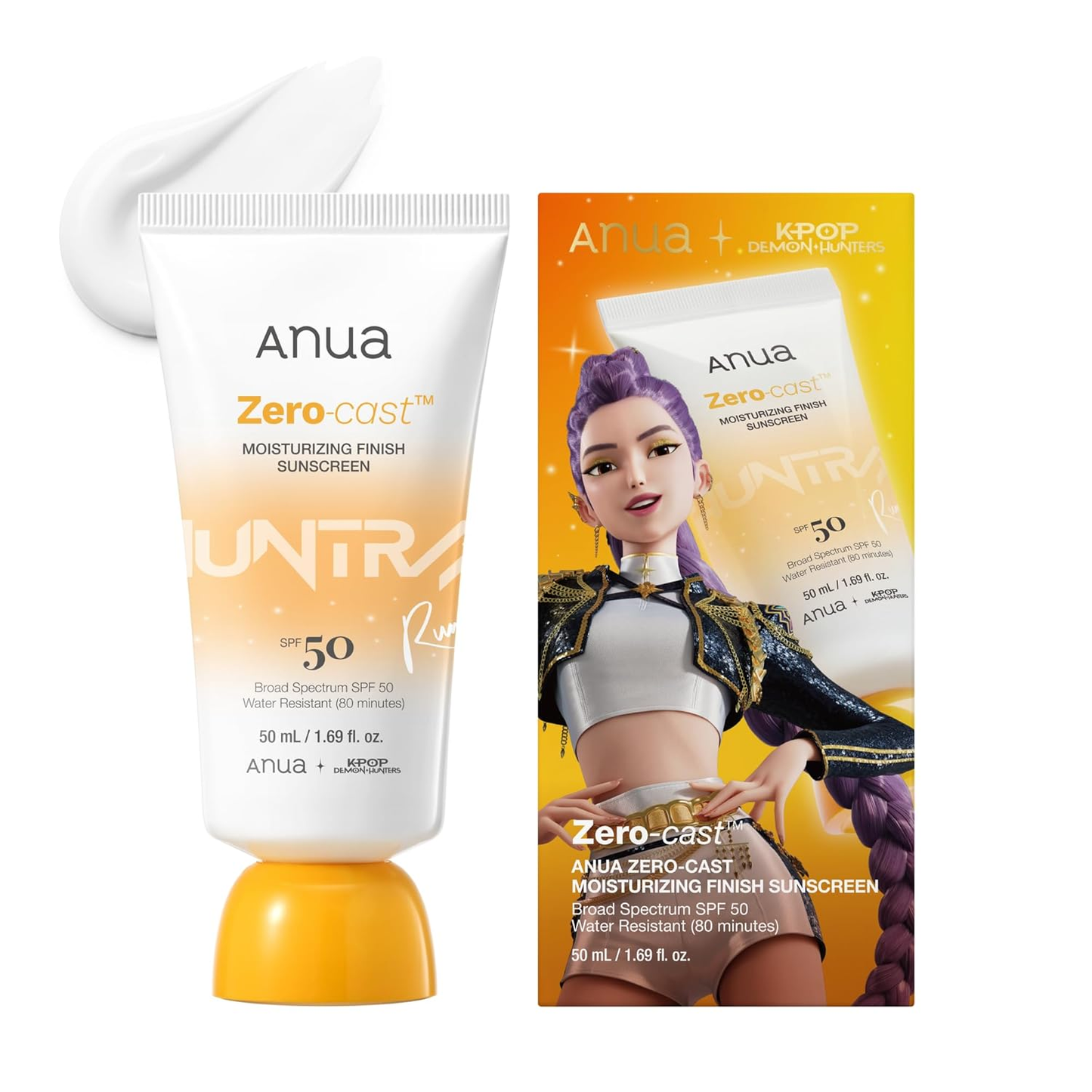 Anua, Zero-Cast Moisturizing Sunscreen SPF 50, Glow Natural Sunscreen for Face, No White Cast, Hyaluronic Acid, Niacinamide, Oil-Free, Korean Skincare, 1.69 Fl Oz