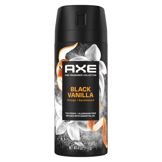 AXE Body Spray Black Vanilla, Deodorant Body Spray for Men, 4 oz