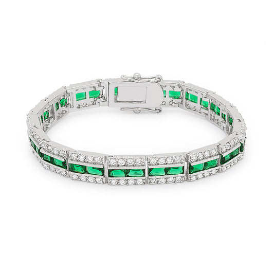 Clear and Blue Alternating Crystal Eternity Ring