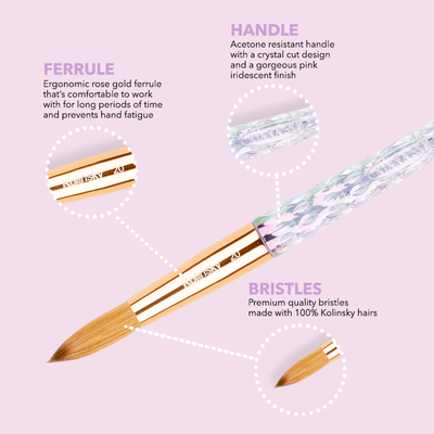 Kiara Sky - 100% Kolinsky Acrylic Brush Clear Handle (Not Pressed)