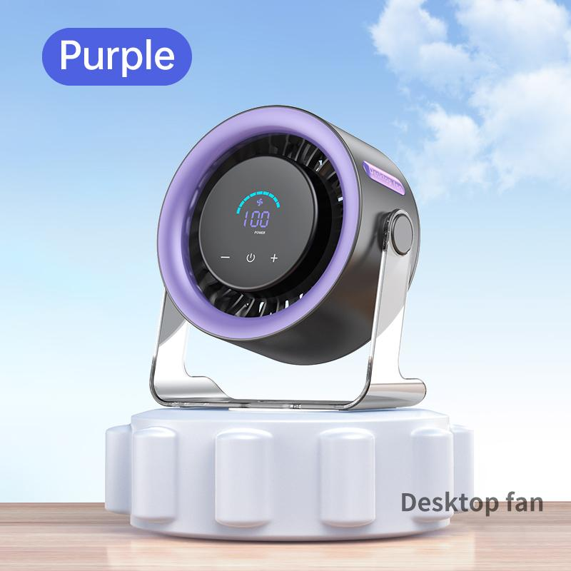 Coolhill Desktop Fan Turbo Table Fan Travel Vacation Essentials for Office 100-Speed Digital Display Low Noise Rechargeable Battery Dual Adjustment Modes Quiet Cooling Quiet Desk Fan Portable