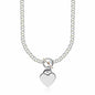 Sterling Silver Rhodium Plated Rolo Chain Necklace with a Heart Toggle Charm