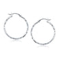 14k White Gold Diamond Cut Hoop Earrings