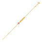 14k Yellow Gold 5 1/2 inch Childrens ID Bracelet with Enameled Heart