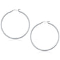 14k White Gold Polished Hoop Earrings (50 mm)