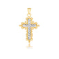 14k Two-Tone Gold Diamond Cut and Baroque Inspired Cross Pendant