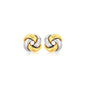 14k Two Tone Gold Square Love Knot Stud Earrings