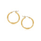 14k Yellow Gold Fancy Diamond Cut Slender Small Hoop Earrings (15mm Diameter)