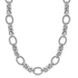 Sterling Silver  Rhodium Plated Knot Style and Textured Oval Chain Necklace
