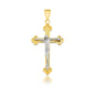 14k Two-Tone Gold Small Budded Style Cross with Figure Pendant