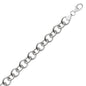 Sterling Silver Rolo Style Polished Charm Bracelet with Rhodium Plating