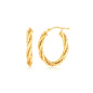14k Yellow Gold Twisted Tube Oval Hoop Earrings