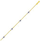 14k Two Tone Gold Anklet with Diamond Cut Heart Style Stations