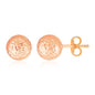 14k Rose Gold Ball Earrings with Crystal Cut Texture