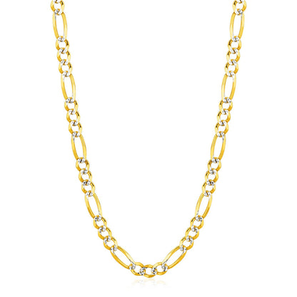 14K Yellow Gold Solid Pave Figaro Chain (5.90 mm)