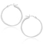 10 k White Gold Polished Hoop Earrings 25 mm
