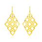 14k Yellow Gold Earrings with Polished Open Diamond Motifs