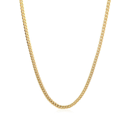 14k Yellow Gold Classic Solid Miami Cuban Chain (3.20 mm)