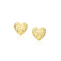 14k Yellow Gold Puffed Heart Earrings with Diamond Cuts