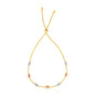 14k Tri-Color Gold Textured Oval Station Lariat Style Bracelet