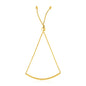 14k Yellow Gold Smooth Curved Bar Lariat Design Bracelet