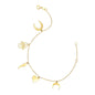 14k Yellow Gold 7 inch Bracelet with Polished Charms