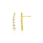 14k Yellow Gold Climber Post Earrings with Cubic Zirconias