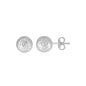 14k White Gold Ball Earrings with Crystal Cut Texture