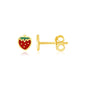 14k Yellow Gold Enameled Strawberry Childrens Earrings