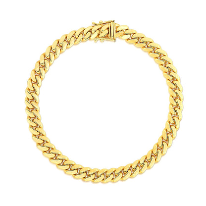 14k Yellow Gold Classic Miami Cuban Solid Bracelet (7.10 mm)