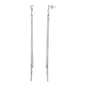 Long Chain Tassel and Textured Bar Drop Earrings in Sterling Silver
