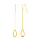 Textured Pear Shaped Long Drop Earrings in 14k Yellow Gold