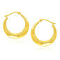 14k Yellow Gold Round Rope Texture Hoop Earrings