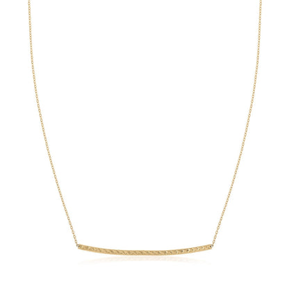 14k Yellow Gold Thin Textured Bar Necklace