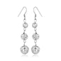 Sterling Silver Layered Textured Ball Dangling Earrings