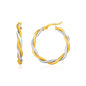 Two-Tone Twisted Wire Round Hoop Earrings in 10 k Yellow and White Gold