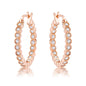 Dotted CZ Round Bezel Hoop Earrings