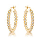 Dotted CZ Round Bezel Hoop Earrings