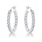 Dotted CZ Round Bezel Hoop Earrings