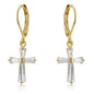 CZ Cross Drop Earrings