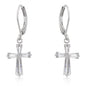 CZ Cross Drop Earrings