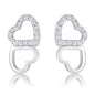 .17 Ct Melded Hearts and CZ Stud Earrings