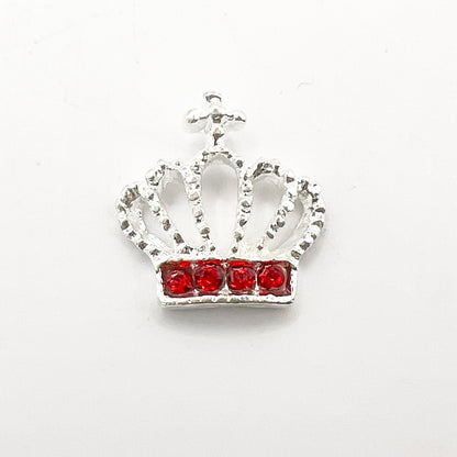 Queen - Nail Charms 10pc - #346 Silver Red Crystal Crowns
