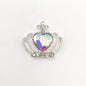 Queen - Nail Charms 10pc - #128 Silver Iridescent Heart Crowns