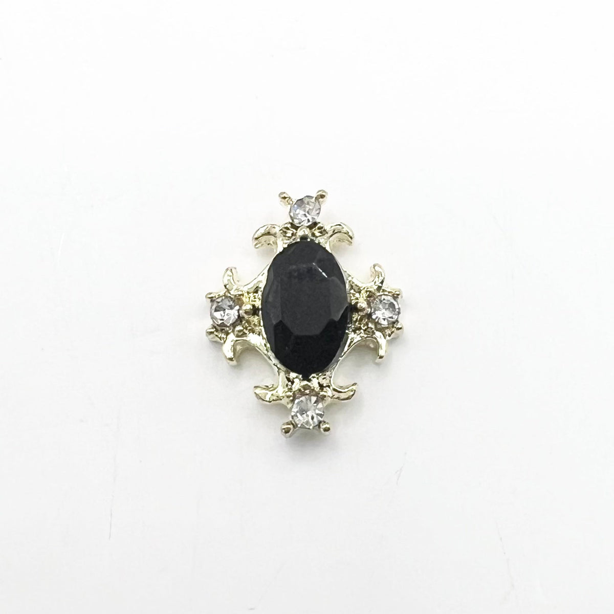 Queen - Nail Charms 10pc - #230 Gold Black Gem Crest
