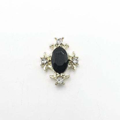 Queen - Nail Charms 10pc - #230 Gold Black Gem Crest